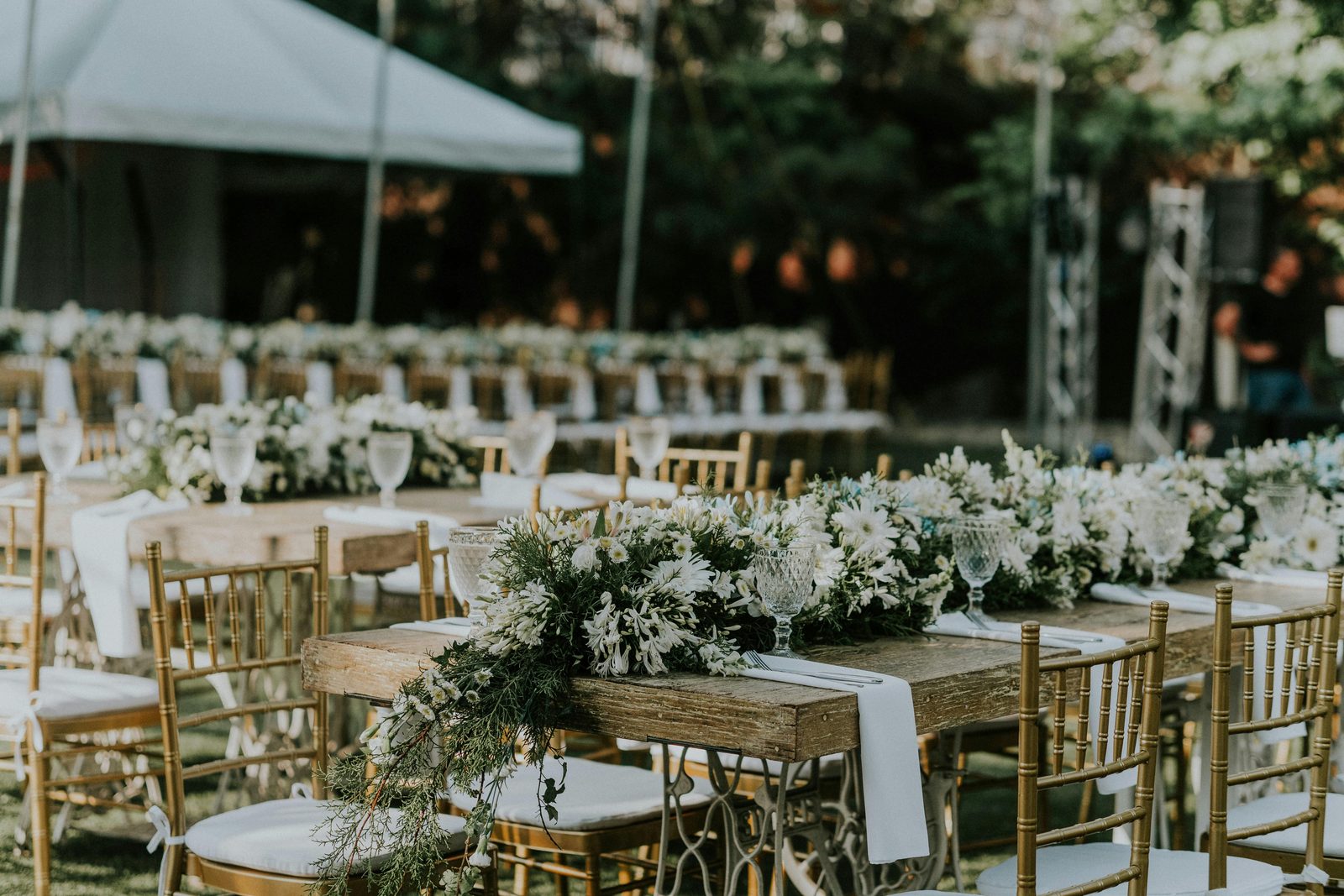 Outdoor destination wedding reception table