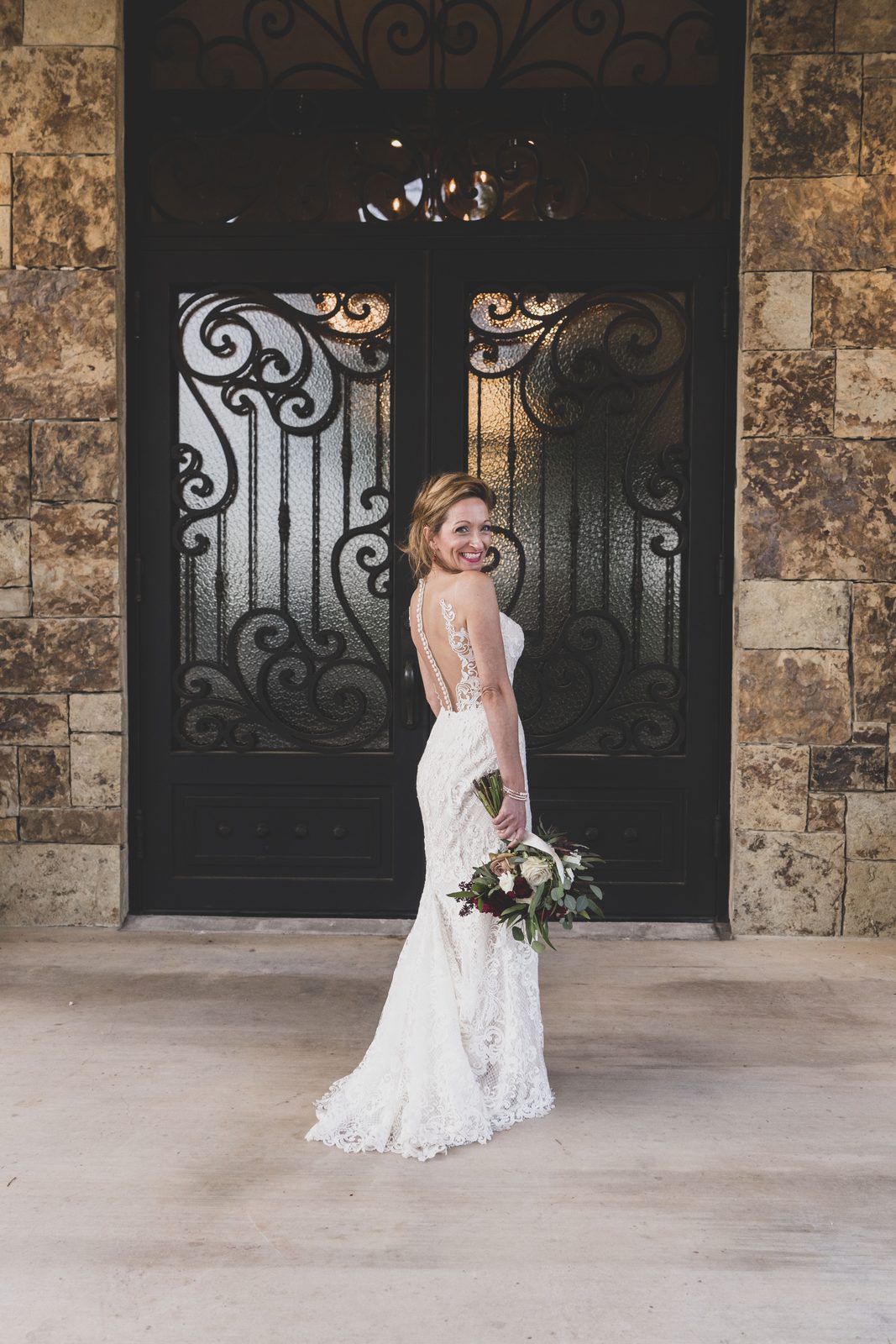 Carrie bridal portrait with her bouquet