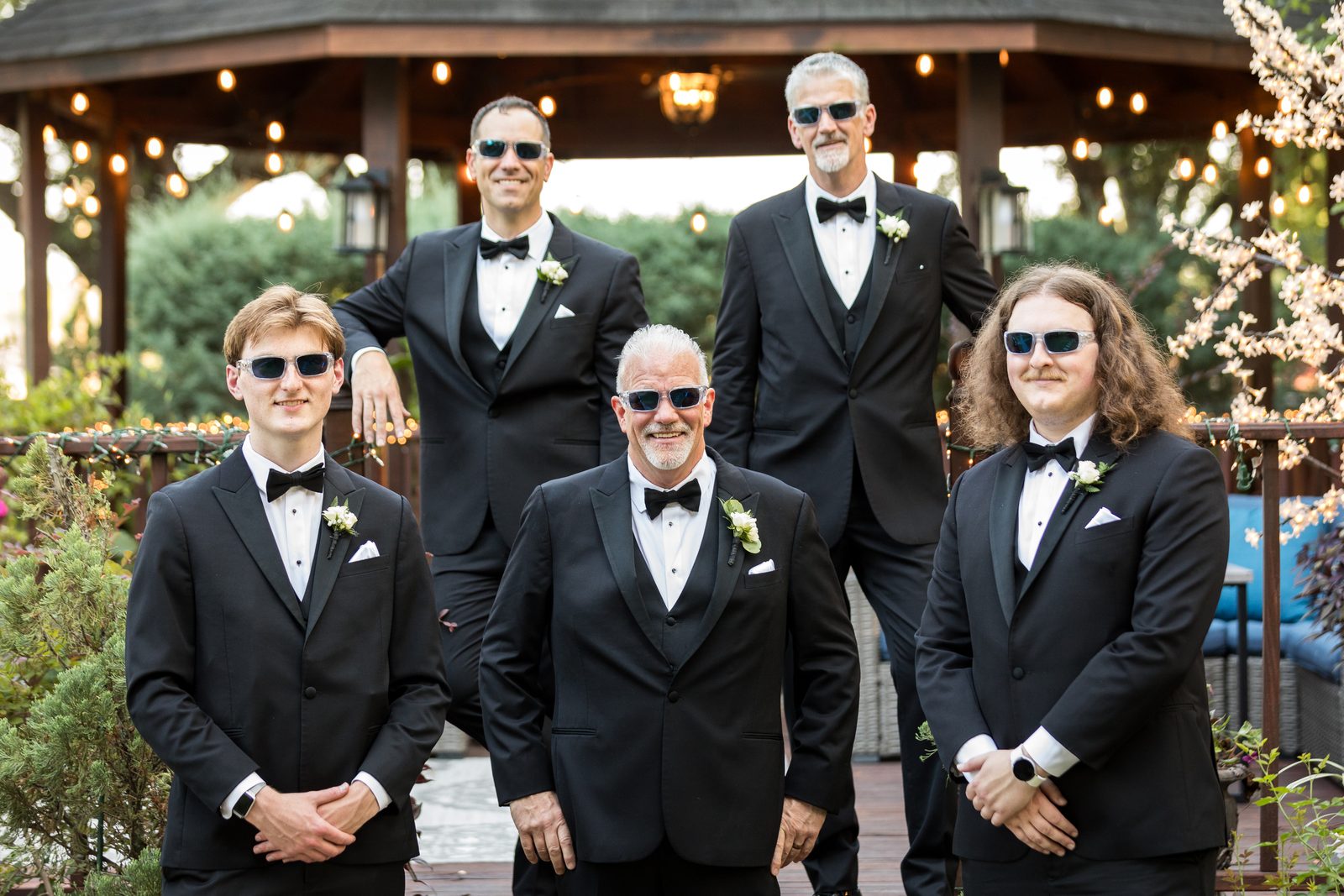 Kyle and the groomsmen in sunglasses