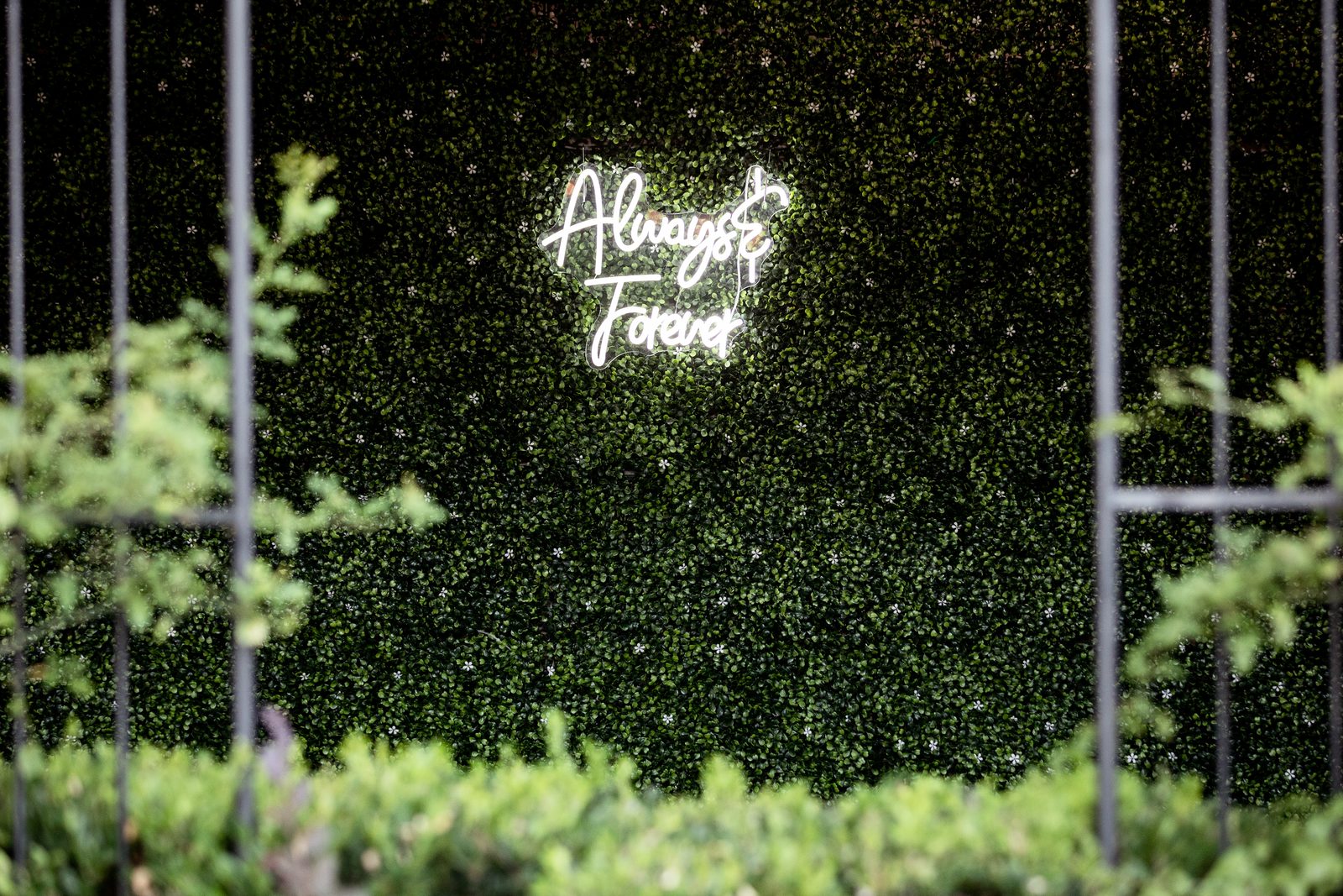 Always and Forever neon sign at the reception