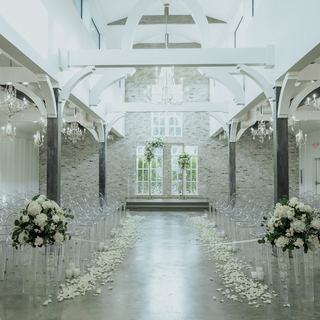 The Peach Orchard's glass-walled ceremony corridor